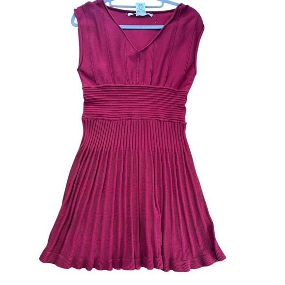 Max Studio Dresses & Skirts - Max Studio Maroon Knit Pleated Fit & Flare Dress - Size L